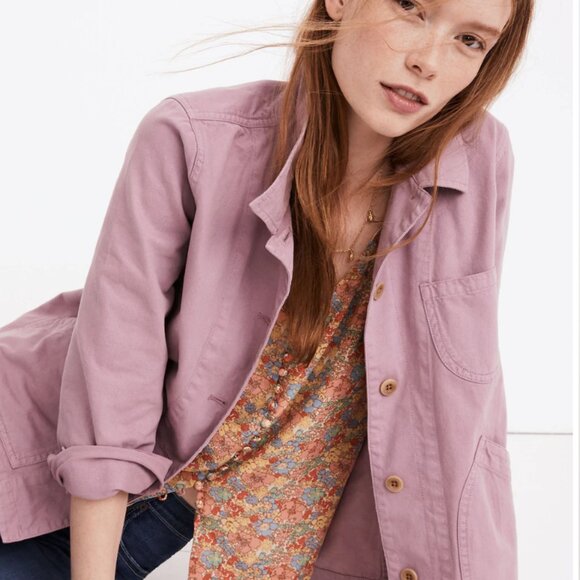 DownEast 100% Cotton Mauve Jacket Front Pockets Button down | Sz Smalll Women's‎ - Picture 2 of 12